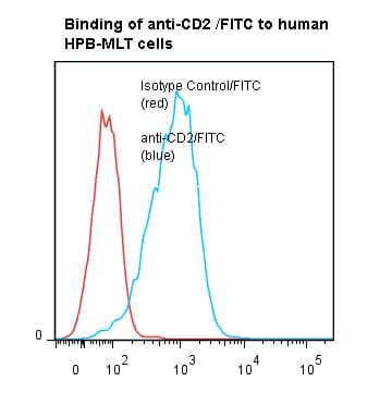 Monoclonal Mouse anti-Human CD2 Antibody (clone UMCD2/1E7E8, FITC, WB)
